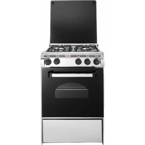بوتجاز غاز الاهرام ، 4 شعلة، 50 سم، اسود وفضى - GA500602SLV