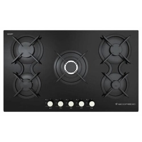 مسطح زجاجي غاز ايكوماتيك بلت ان، 5 شعلات، 90 سم، اسود - S917DC