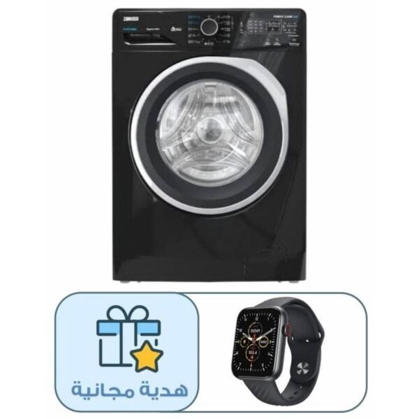 b5ebq0qcsduhdalrpg99_d1njgwtdzelhtebc.jpg غسالة ملابس زانوسي PERLAMAX ديجيتال فول اوتوماتيك، تحميل امامي، 8 كجم، رمادي غامق - ZWF8240DS5 مع هدية مجانية ساعة سمارت ايتل، 1.83 بوصة، اسود - ISW-O11