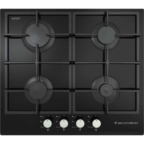 مسطح غاز زجاجي ايكوماتيك بلت ان، 4 شعلات، 60 سم، اسود - S627QC