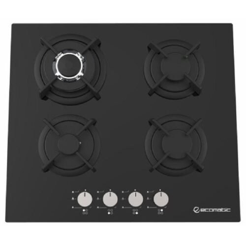 مسطح زجاجي غاز ايكوماتيك بلت ان، 4 شعلات، 60 سم، اسود - S607RC