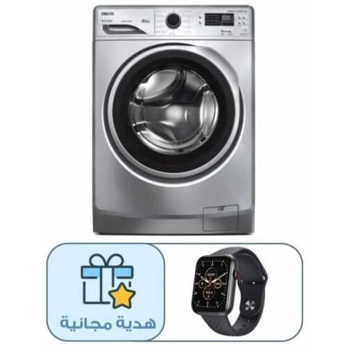 غسالة ملابس زانوسي Perlamax ZWF8240SS6 ديجيتال فول اوتوماتيك، تحميل امامي، 8 كجم، فضي - 914909454 مع هدية مجانية ساعة سمارت ايتل، 1.83 بوصة، اسود - ISW-O11