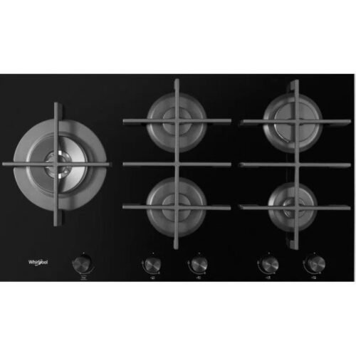 مسطح غاز ويرلبول بلت ان 5 شعلة، 90 سم، اسود زجاجي- GOW 9523 NB