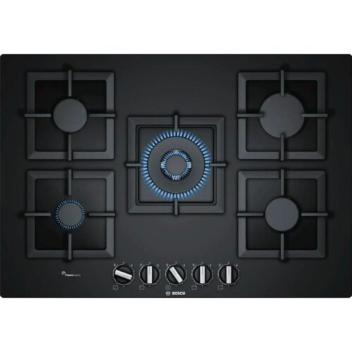 مسطح غاز بوش بلت ان Serie 6، عدد 5 شعلات، 75 سم، اسود - Ppq7a6b20