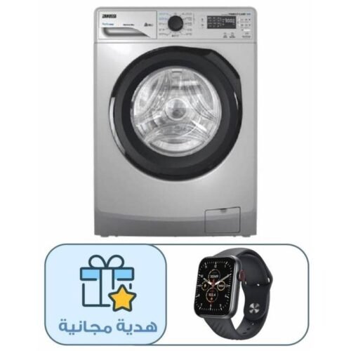 غسالة ملابس زانوسي فول اوتوماتيك PerlaMax ديجيتال، تحميل أمامي، 7 كجم، اسود - ZWF7240BS5 مع هدية مجانية ساعة سمارت ايتل، 1.83 بوصة، اسود - ISW-O11