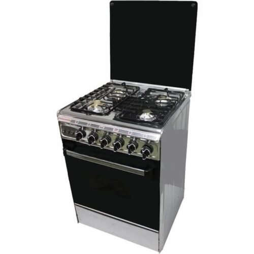 بوتجاز غاز الاهرام ، 4 شعلة، 60 سم، اسود وفضى - GA500601SLV