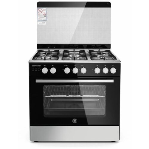 بوتجاز غاز يونيون اير فانتوم، 5 شعلة، 80 سم، اسود وفضي - C68SS-GC-427-FSO-A